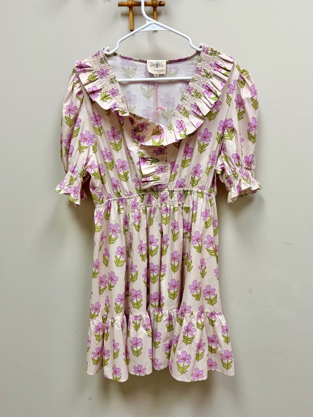 BNWT 🌸 Umgee Cynthia Ruffle Neck Floral Tiered Mini Dress